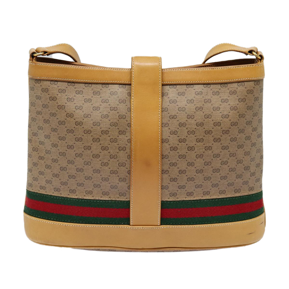 GUCCI Micro GG Canvas Web Sherry Line Shoulder Bag Beige Gold Auth 88776 - Picture 2 of 16
